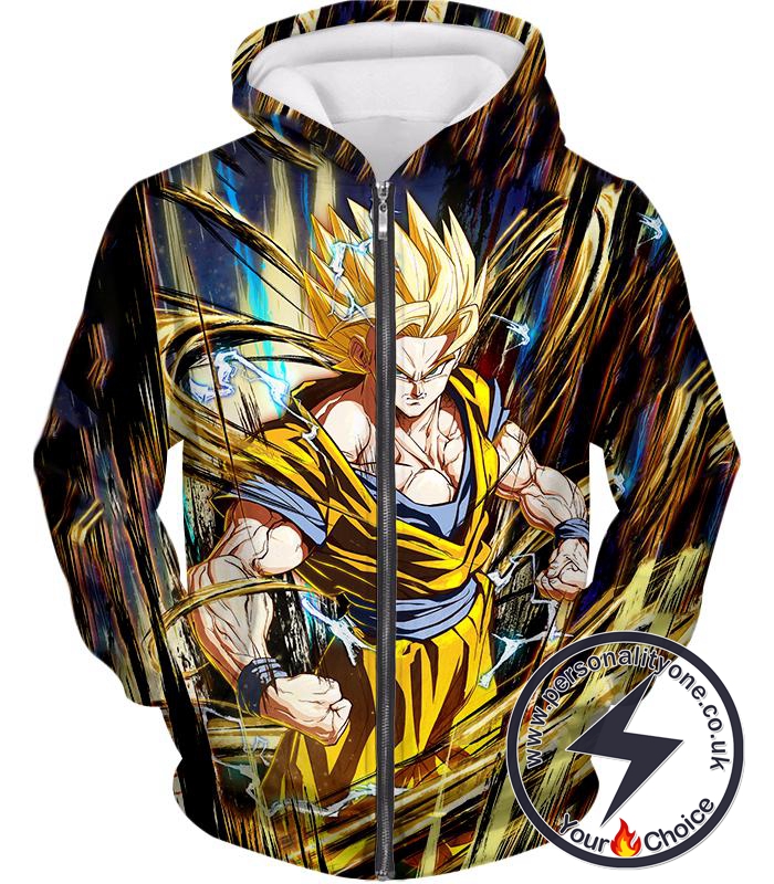 Dragon Ball Super Awesome Fighter Super Saiyan 2 Goku Amazing Anime Graphics Zip Up Hoodie